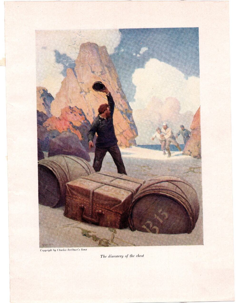 Mysterious Island Illustration The Discovery of the Chest NC Wyeth Jules Verne